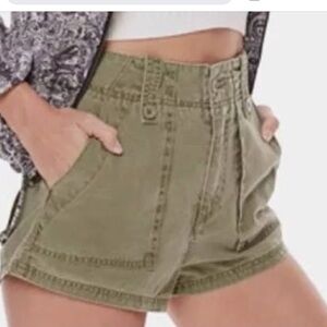 Free People Womens High Rise Military Style Short Zip Up